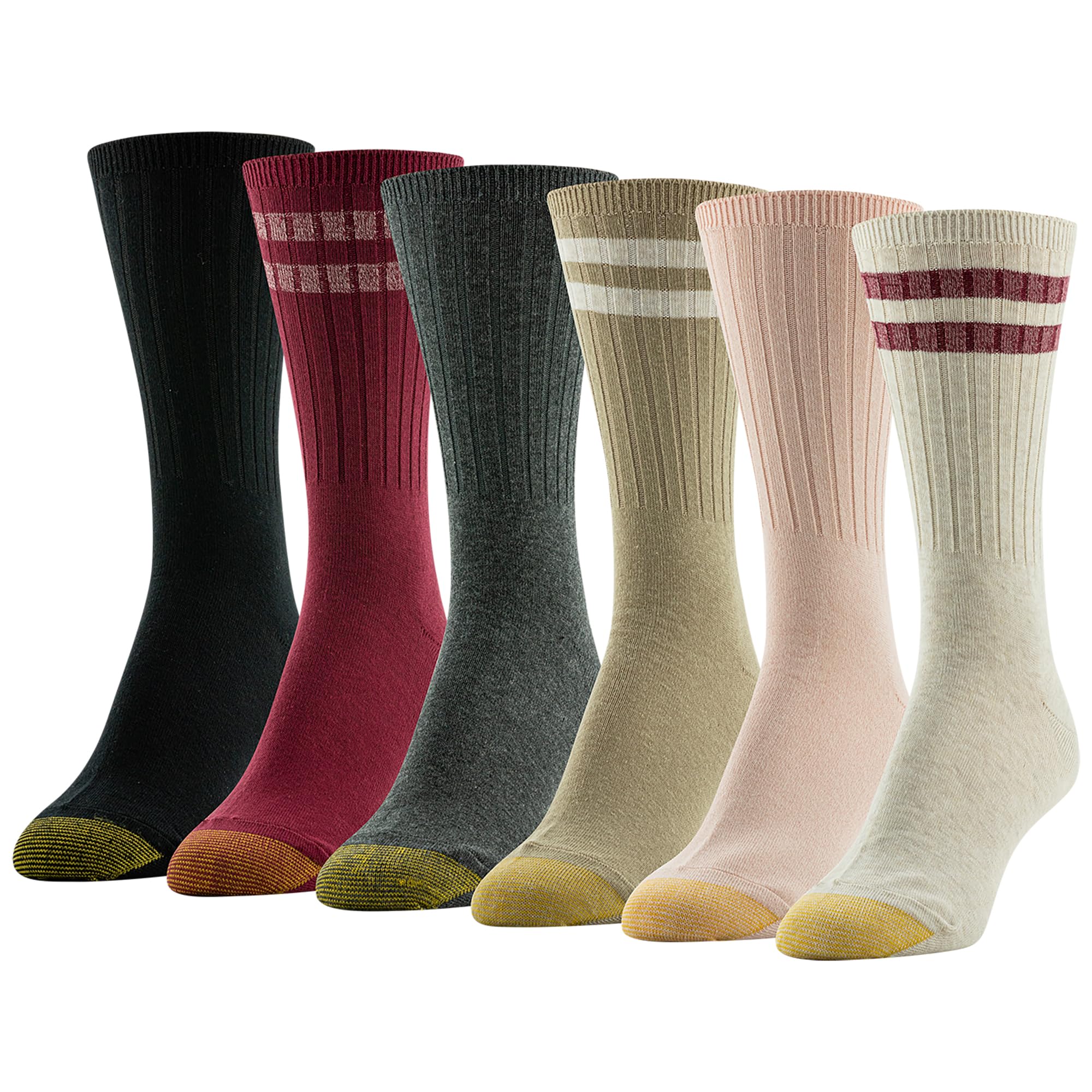 6-Pair Gold Toe Womens Casual Texture Crew Socks Retro Stripe, Shoe Size 6-9 $6.65 $1.11 per pair Free Shipping w/ Prime