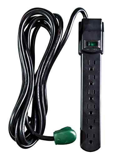 $7.19 GoGreen Power GG-16103M-12BK 6 Outlet Surge Protector, 250 Joules, Black, 12ft Cord