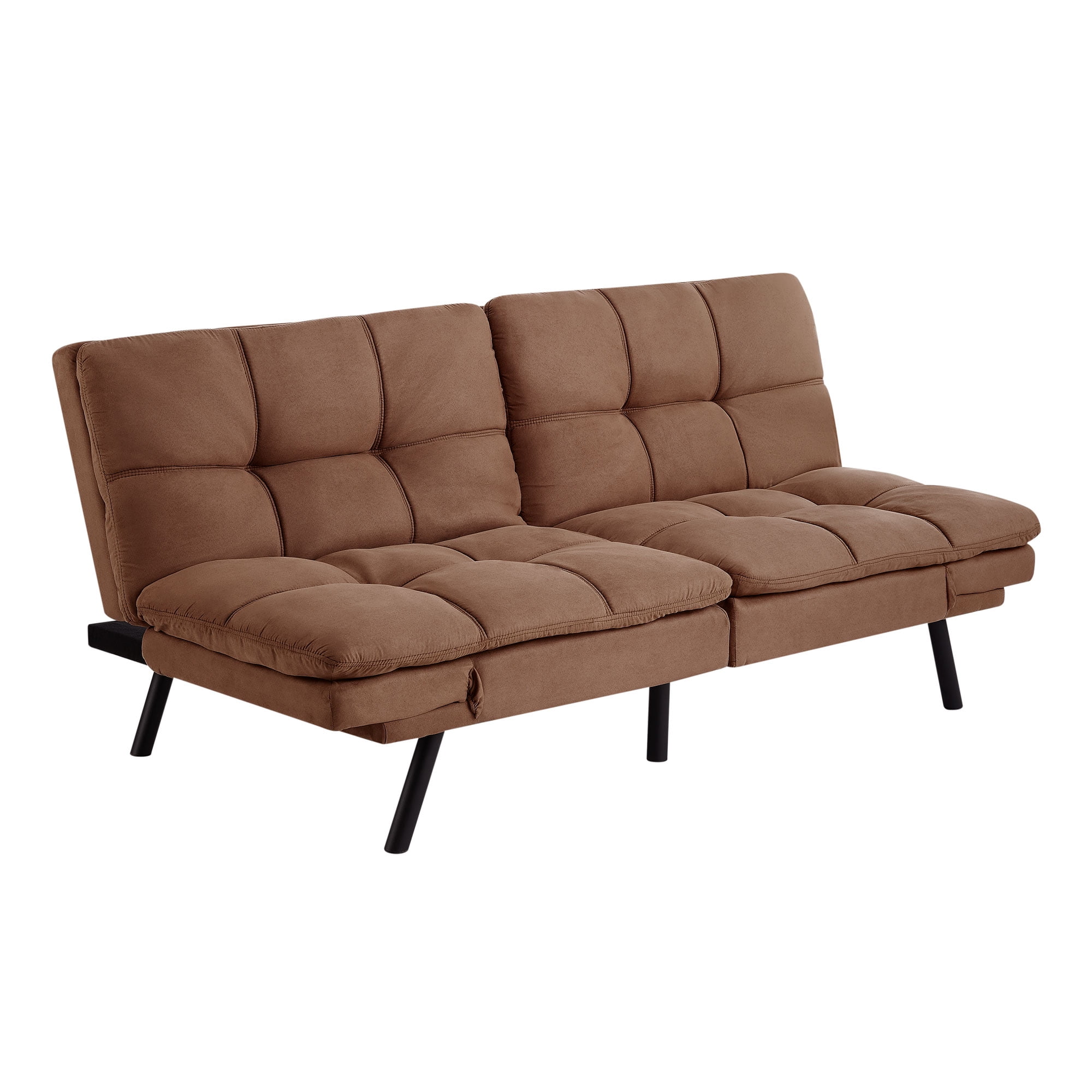 72 Mainstays Memory Foam Futon w/ Adjustable Armrests Camel Faux Suede $120 Free Shipping