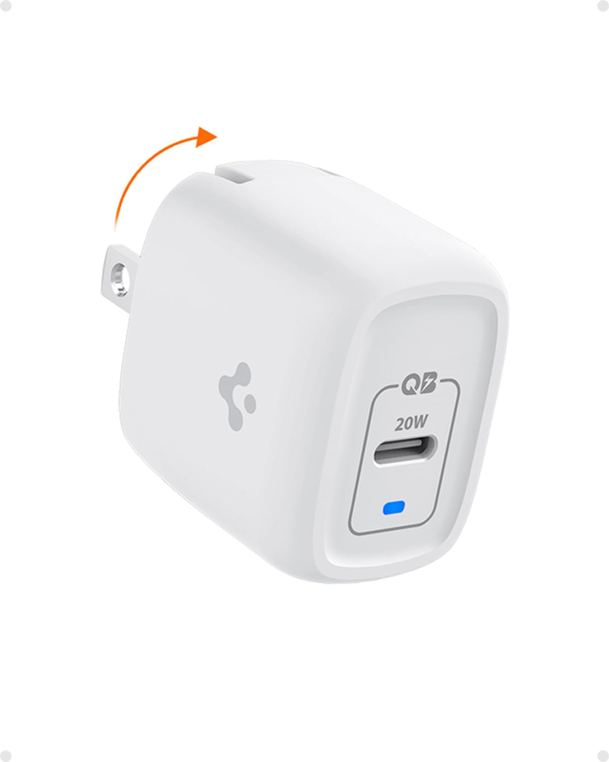 $7.99 Spigen USB C Charger Block, GaN Fast 20W USB-C Power Adapter Type C Fast Foldable Wall Charger PD Charging