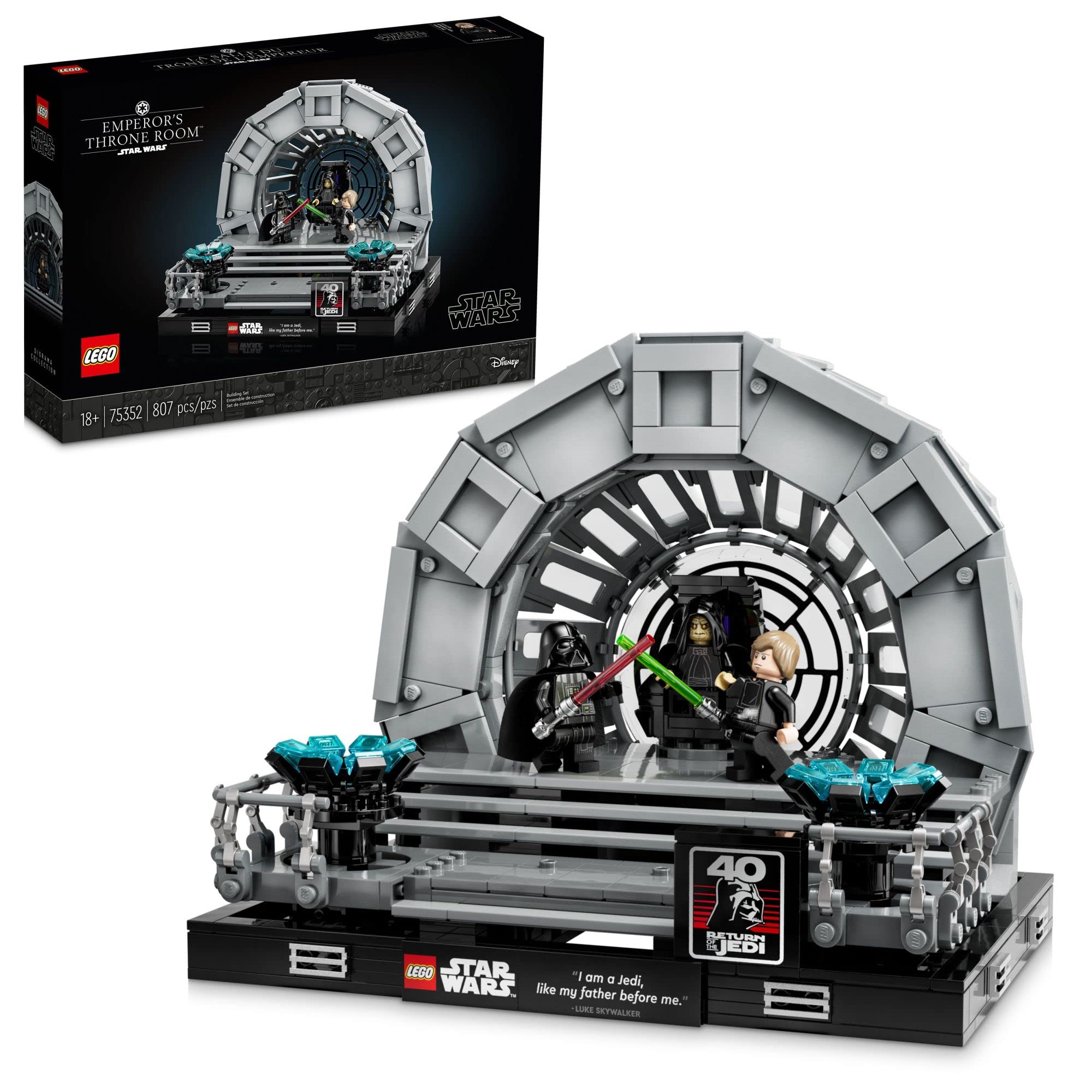 807-Piece LEGO Star Wars Emperor s Throne Room Diorama w/ Darth Vader, Luke Skywalker, Emperor Palpatine Minifigs 75352 