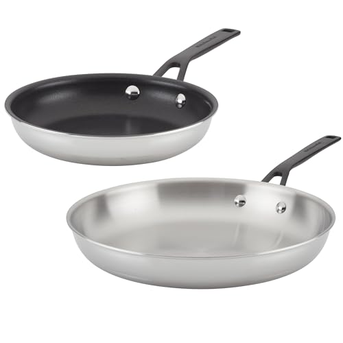 $83.60 KitchenAid Stainless Steel and Nonstick Induction Frying Pans/Skillet Set