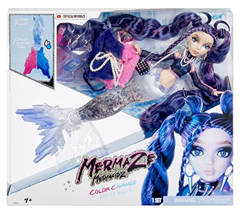 $8.97 MERMAZE MERMAIDZ Winter Waves Nera Mermaid Fashion Doll with Color Change Fin, Glitter-Filled Tail and Accessories