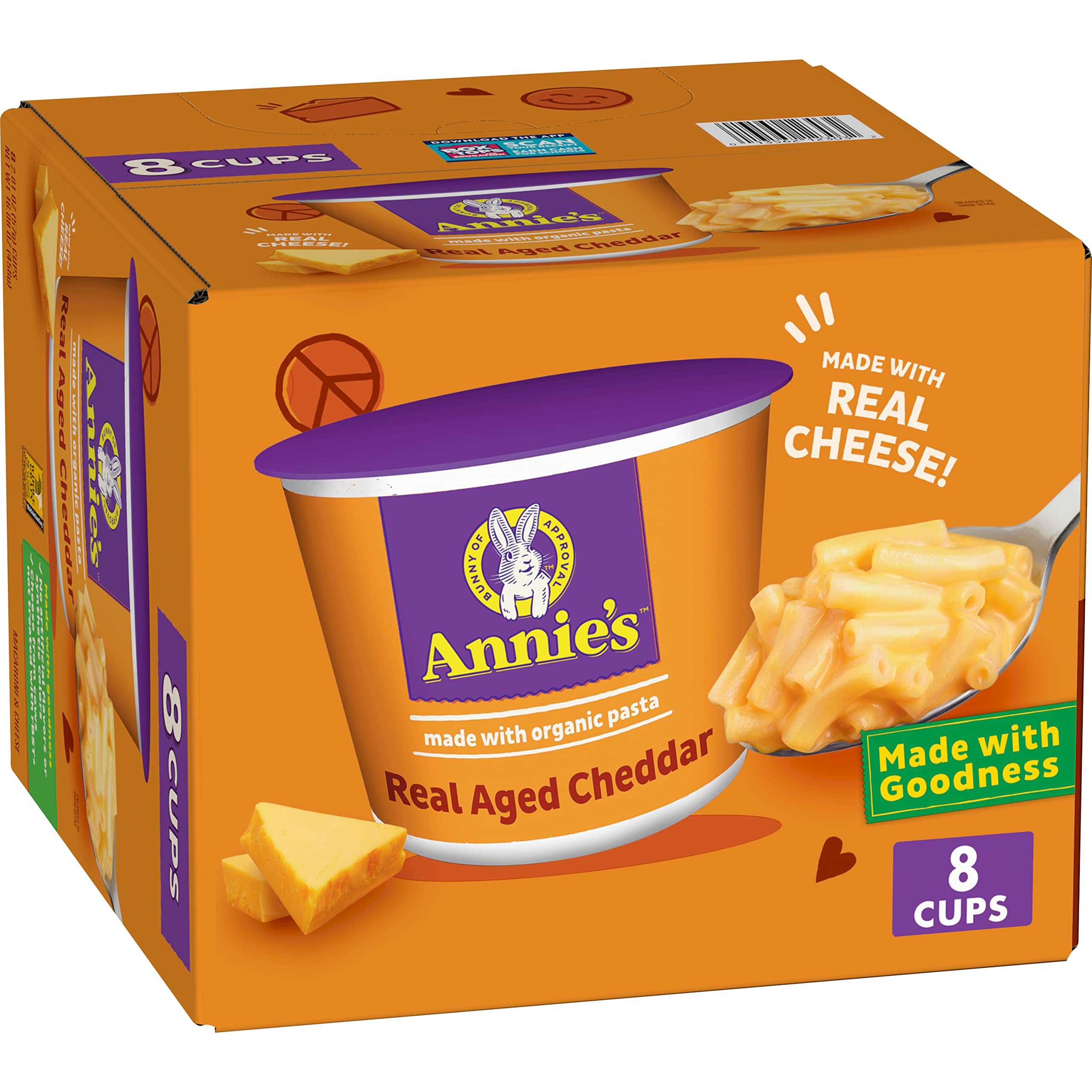 8-Count 2.01-Oz Annies Real Aged Cheddar Microwave Mac Cheese Cups 4 for $22.95 w/ S S Free Shipping w/ Prime or on orde