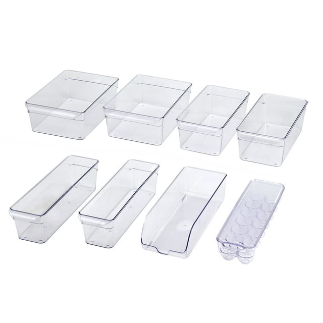 8-Pack Mainstays Clear Plastic Fridge Organization Bin Set Various Sizes $10.79 Free Shipping w/ Walmart or on $35