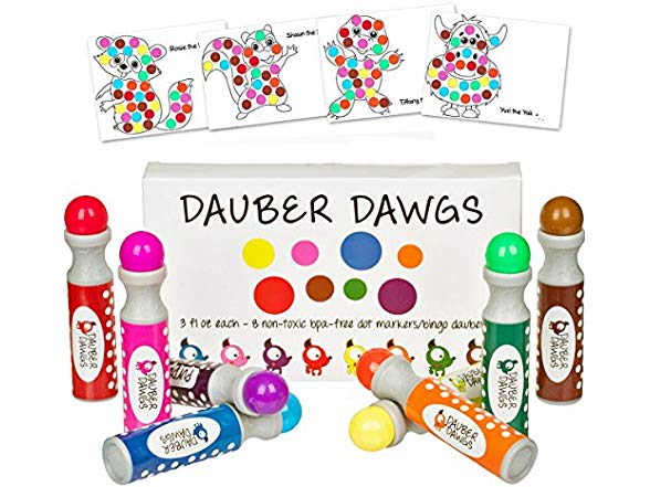 8-Piece Cameron Frank Products Dauber Dawgs Washable Dot Paints 3 Activity Book PDFs $8.45 Free Shipping w/ Prime