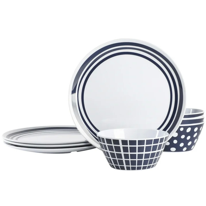 8-Piece Gap Home Melamine Dinnerware Sets Flowing Watercolors or Playful Patterns Various Colors $12.48 Free S H w/ Walm