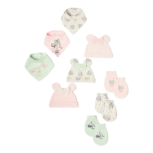 9-Piece Disney Baby Wishes Dreams Baby Girl Minnie Mouse Bibs, Caps Mittens Set $5 More Free Shipping w/ Walmart or $35