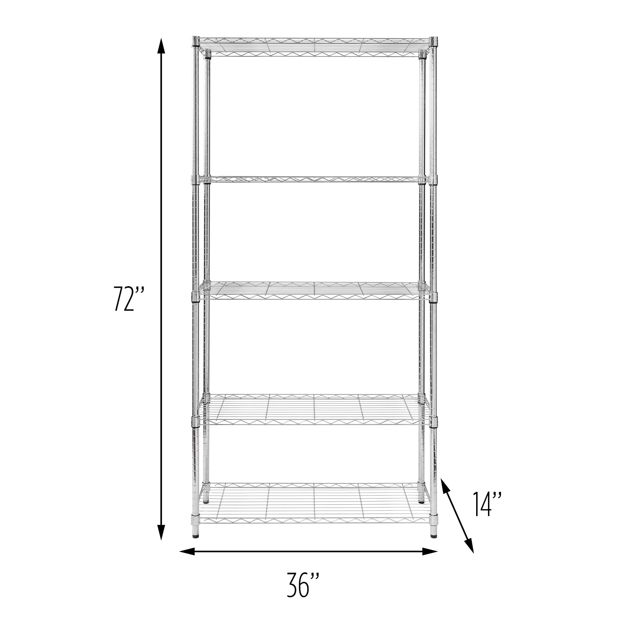 AMAZON $41.99 Honey-Can-Do, 5-Tier Chrome Heavy-Duty Adjustable Shelving Unit with 200-lb Per Shelf Weight Capacity