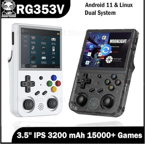 ANBERNIC RG353V Handheld 64GB WiFi/BT BT Game Console w/ Android 11, Dual OS, Linux 3.5 IPS, 3500mAh Type-C. $92