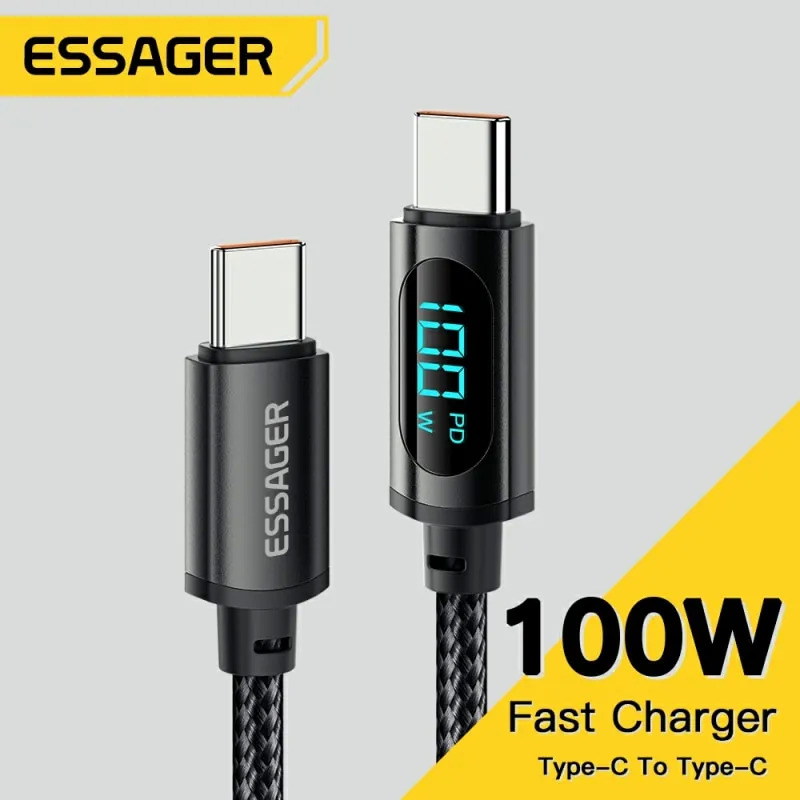 Aliexpress App 3-Pack Essager 100W USB Type-C to Type-C Cable w/ Watt Meter Display $5.37 Shipped