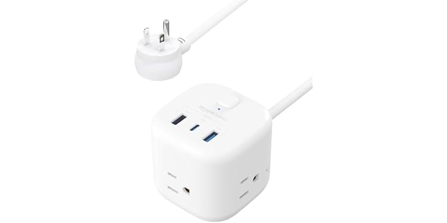AmazonBasics 5FT 3 Outlet 3 USB Ports Power Strip Cube - $6.99 - Free shipping for Prime members