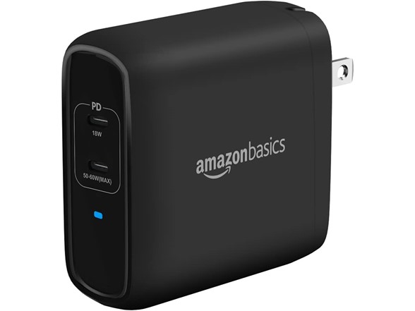Amazon Basics 68W GaN Wall Charger with 2 USB-C Ports 60W with PD 18W $15.99