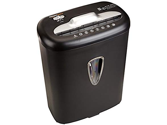 Amazon Basics 8 Sheet Cross Cut Paper and Credit Card Shredder with 4.1 Gallon Bin, Black $27
