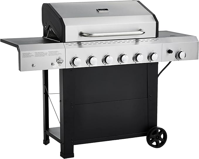 Amazon Basics Freestanding Gas Grill with Side Burner, 6 Burner 66,000 BTU $239.99