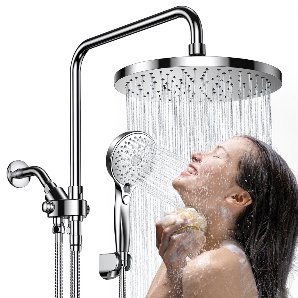 Ambicasa Luxury Dual Showerhead Combo, 10 Rainfall Shower Head 5 Handheld Shower Head - $44.96
