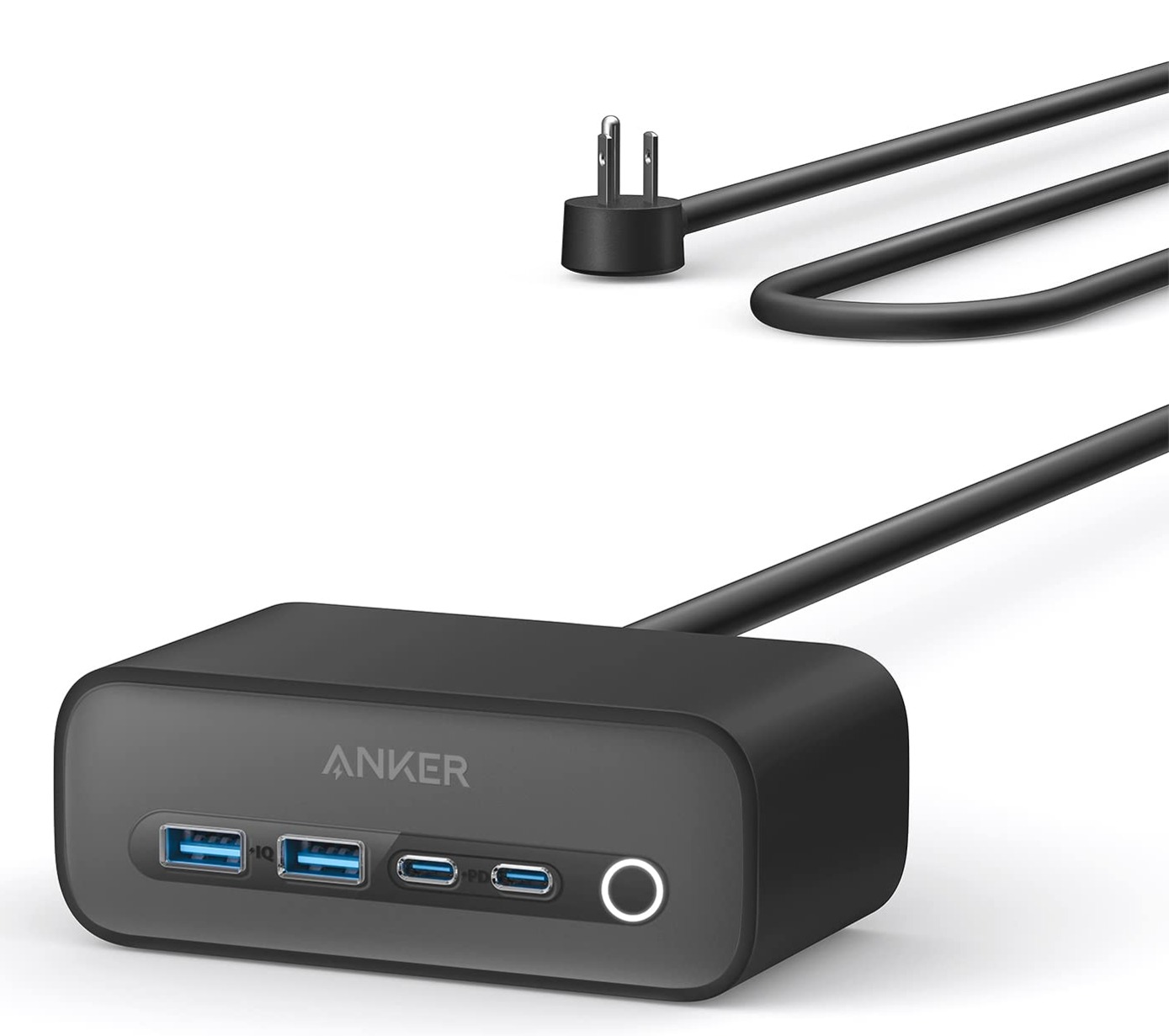 Anker 525 Charging Station, 7-in-1 USB C Power Strip for iphone13/14, 5ft Extension Cord with 3AC,2USB A,2USB C,Max 65W 