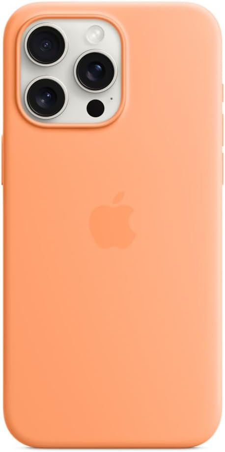 Apple iPhone 15 Pro Max Silicone Case with MagSafe - Orange Sorbet - $36.20