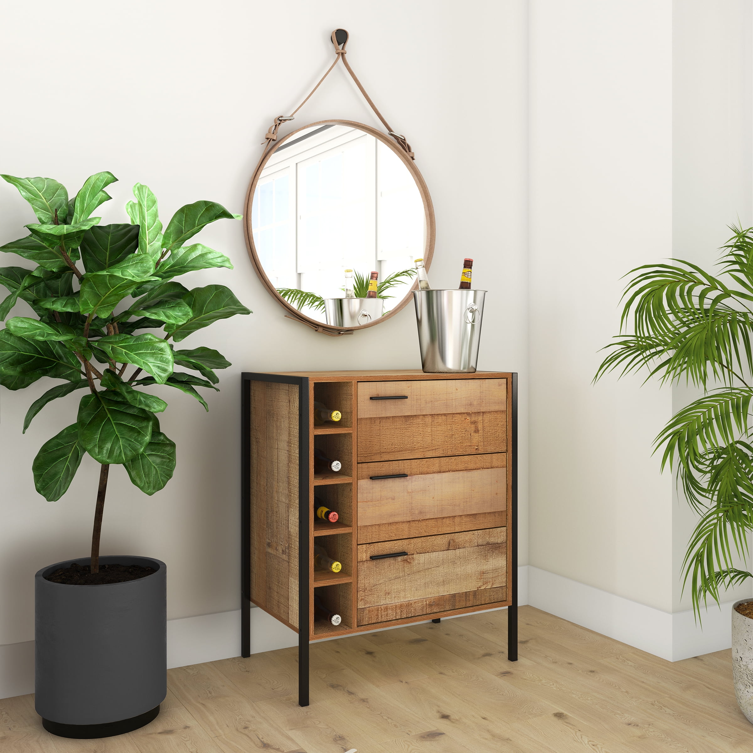 Atlantic Loft Luv Montana Bar Cabinet Rustic Raw Wood $72 Free Shipping