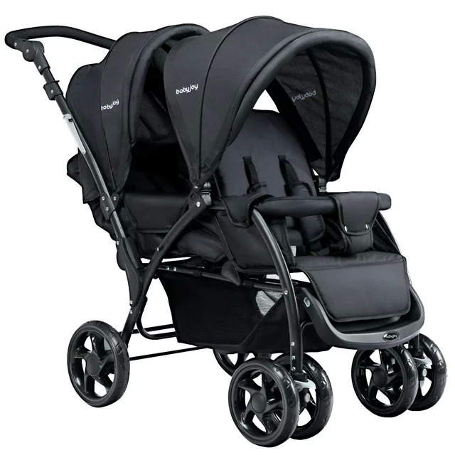 Babyjoy Double Adjustable Stroller Black $120 Free Shipping