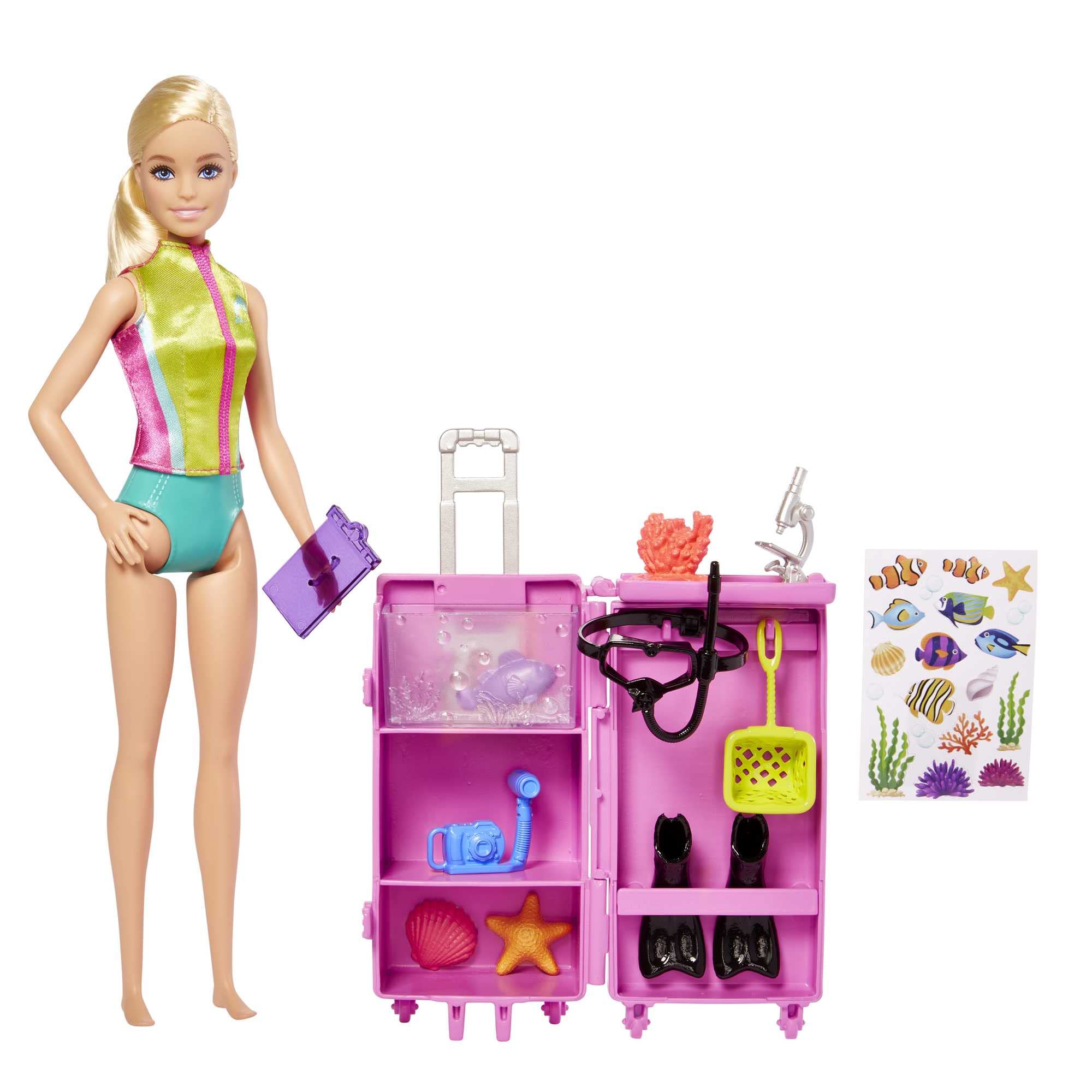 Barbie Marine Biologist Doll Mobile Lab Playset w/ Accessories Blonde or Brunette $10.60 Free Shipping w/ Prime or on $3
