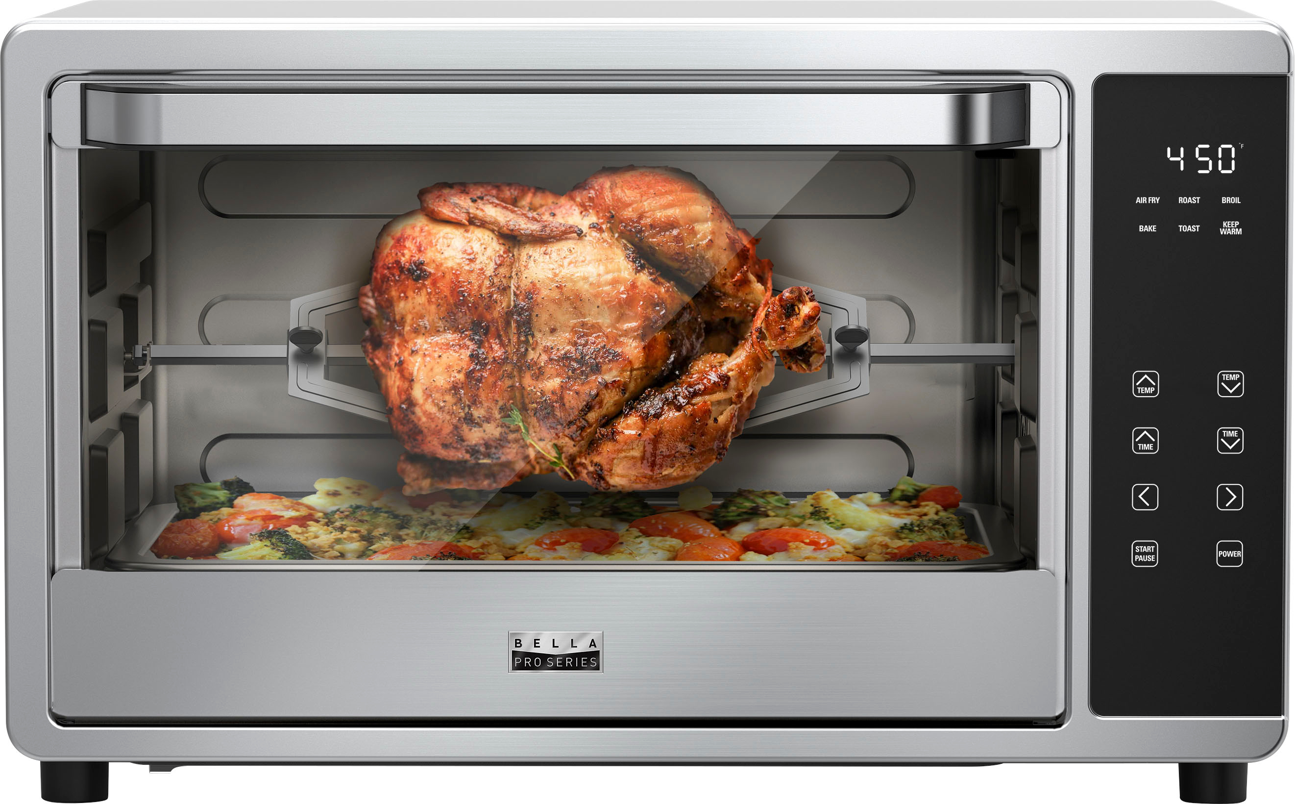 Bella Pro Series - 6-Slice Air Fryer Toaster Oven with Rotisserie - Stainless Steel $59.99 Free Shipping