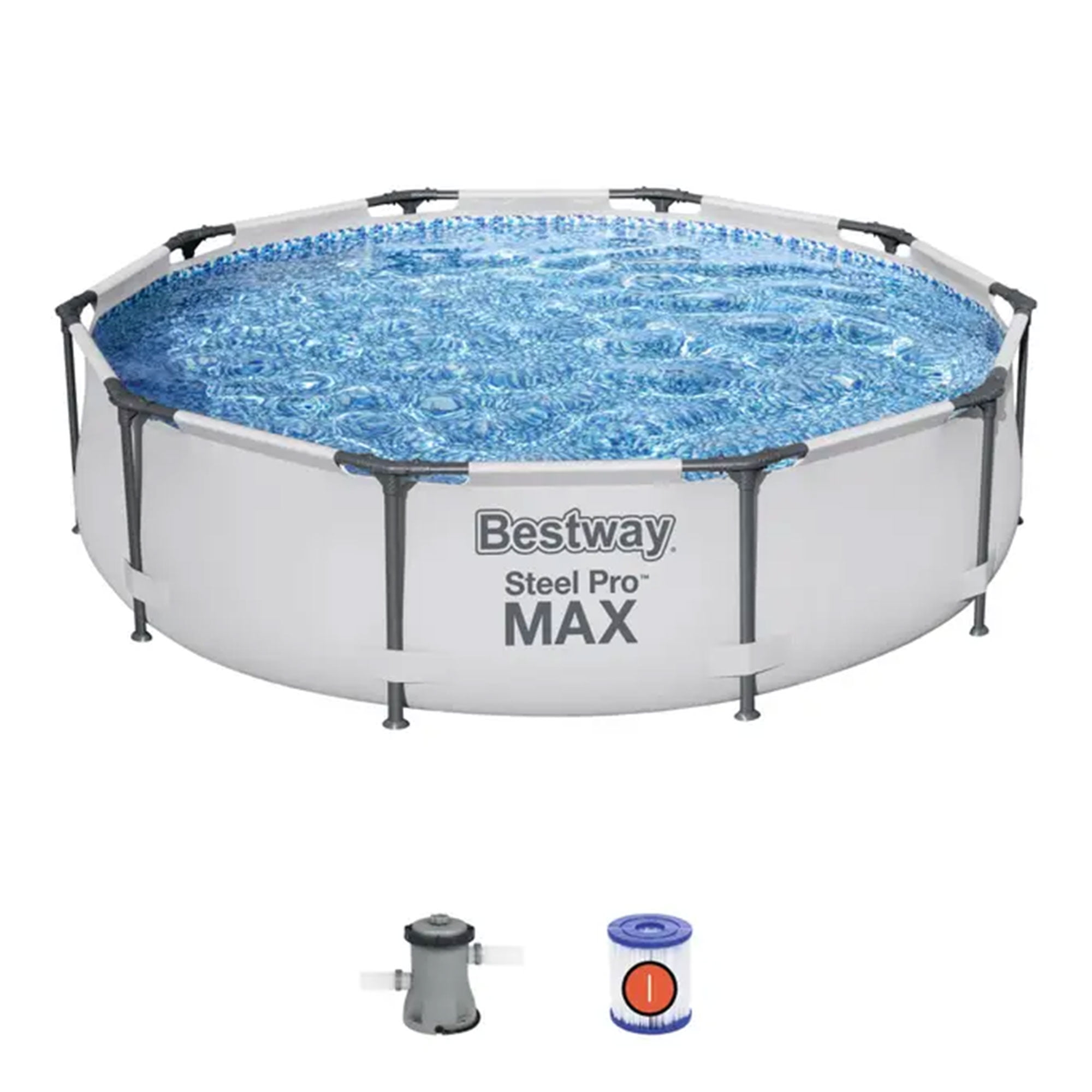 Bestway Steel Pro MAX 10x30 Above Ground Outdoor Round Swimming Pool with Pump and Metal Frame $94.99 Free Shipping