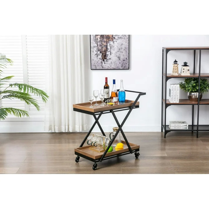 Better Homes Gardens Entertainment Cart Wood Black $49 Free Shipping