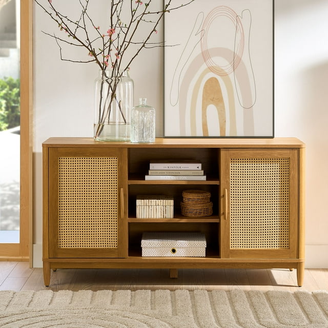 Better Homes Gardens Springwood Cane TV Stand Light Honey, Charcoal, for TVs up to 65 $188 Free Shipping