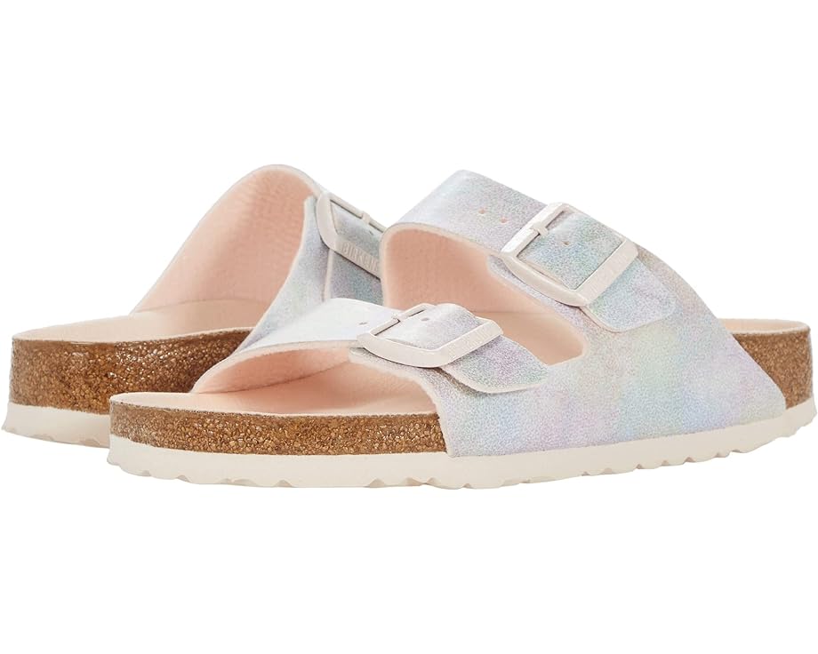 Birkenstock Womens Arizona Vegan Slide Sandals Iridescent Light Rose Microfiber $55 Free Shipping