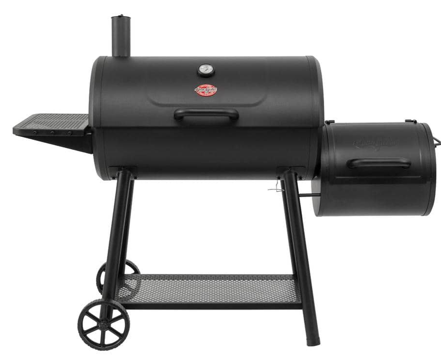 Char-Griller Smokin Champ Charcoal Grill Offset Smoker in Black 1733 - The Home Depot $299