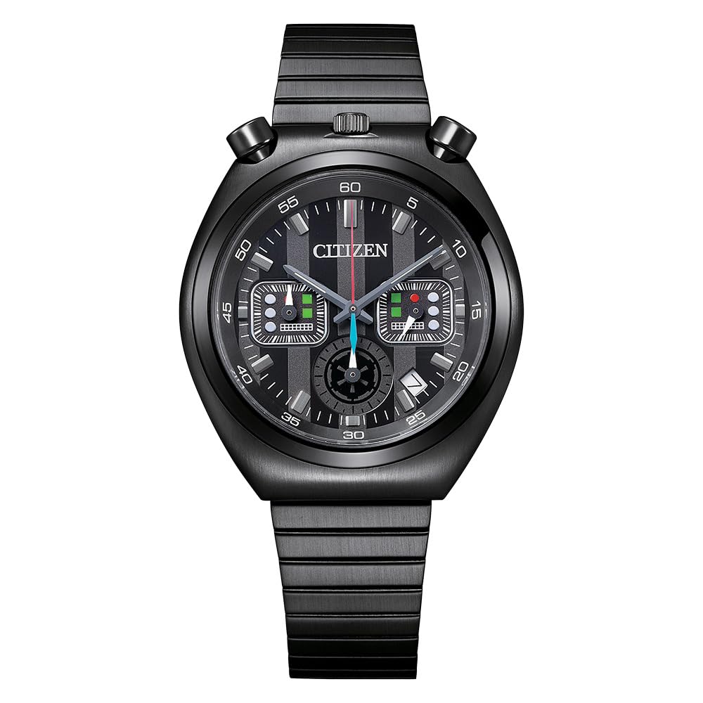 Citizen Mens Vintage Design Star Wars Darth Vadar Black IP Stainless Quartz Watch, 1-Second Chronograph, Date, 38mm Mode