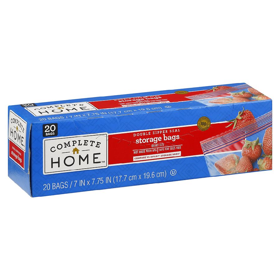Complete Home storage bags, 3 boxes for $2.51 with coupon buy 1 get 2 free , snack, sandwich, quart or gallon, Walgreens