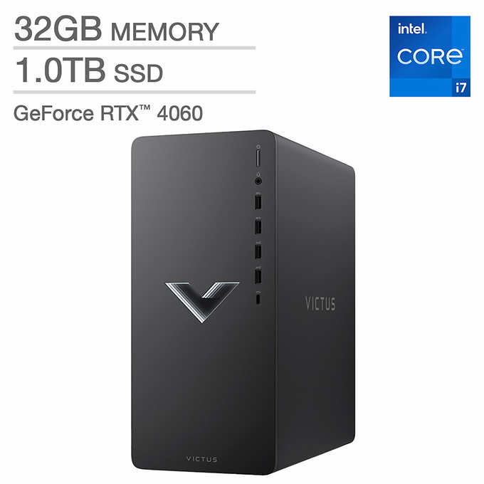 Costco Members HP Victus Gaming Desktop with Wired Keyboard Mouse, i7-13700F, RTX 4060, 32 GB RAM, 1TB SSD -- $999.99 $1