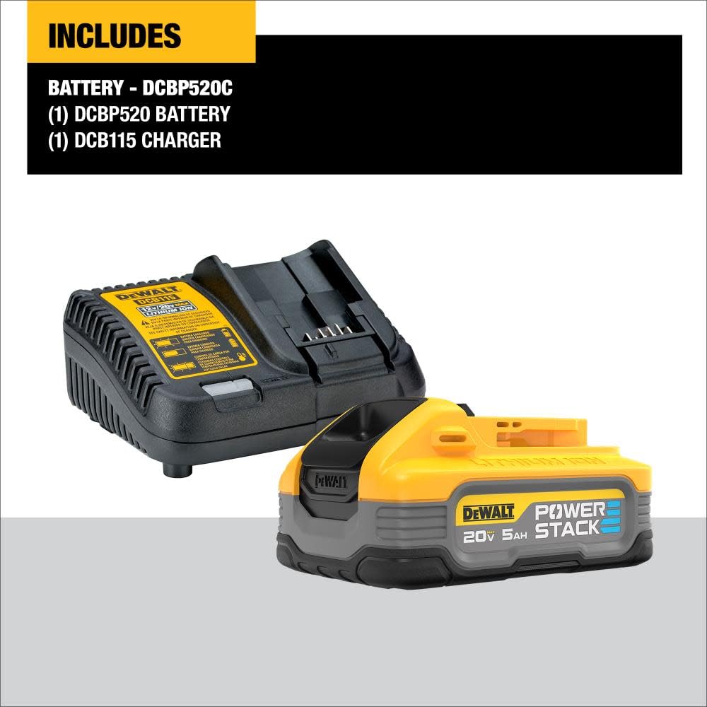 DEWALT Powerstack 20V MAX Battery Starter Kit, Rechargeable, 5Ah, Lithium Ion DCBP520C $92.99