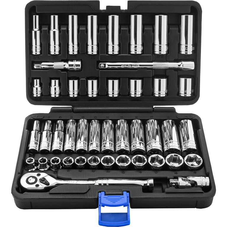 EPAuto 45 Pieces 3/8 Drive Socket Set with 72-Tooth Pear Head Ratchet $29.3