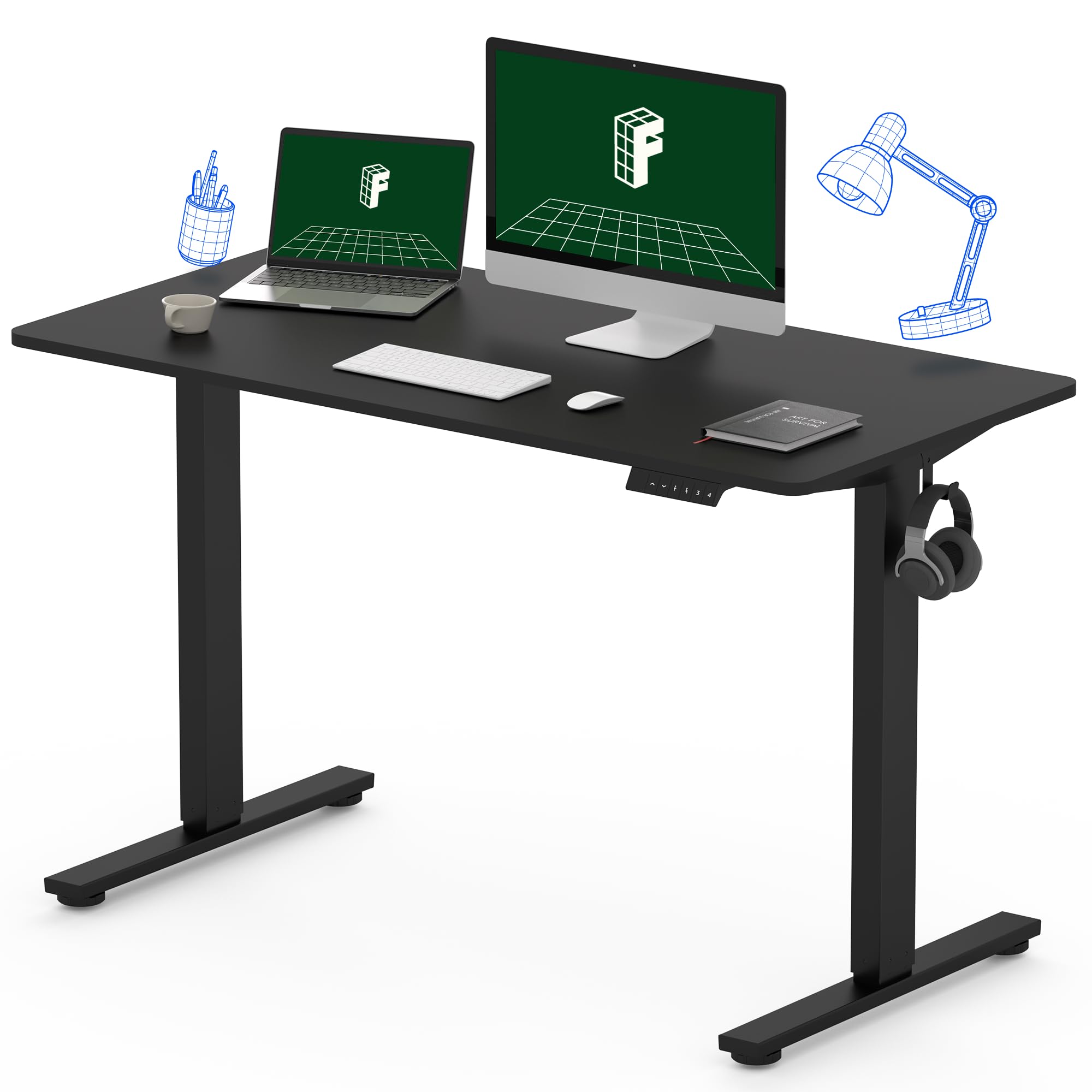 FLEXISPOT 48 x24 Sit/Stand Desk, Electric Height Adjustable, Whole-Piece Black Frame Black Top - $119.99 Amazon after co