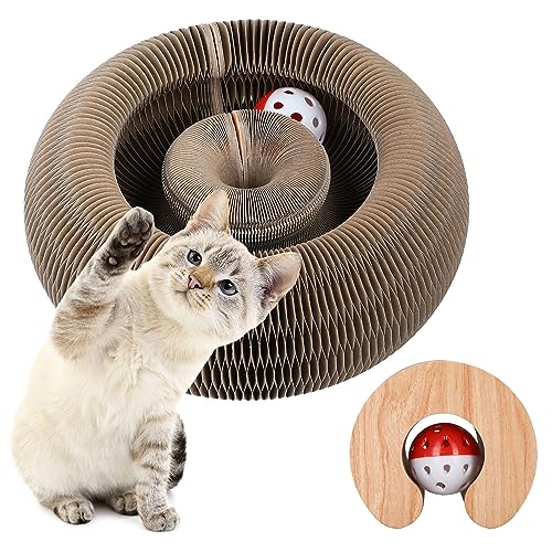 FluffyDream Magic Organ Reversible Interactive Cat Scratching Board w/ Ball Brown $7 Free Shipping w/ Prime