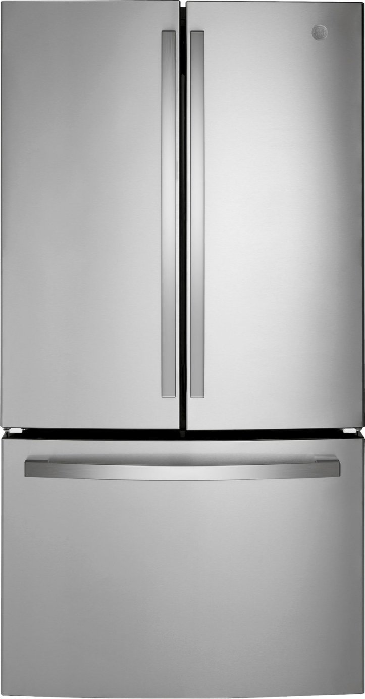 GE 27-Cu. Feet French Door Fingerprint Resistant Refrigerator w/ Internal Water Dispenser LED Lighting Stainless Steel o