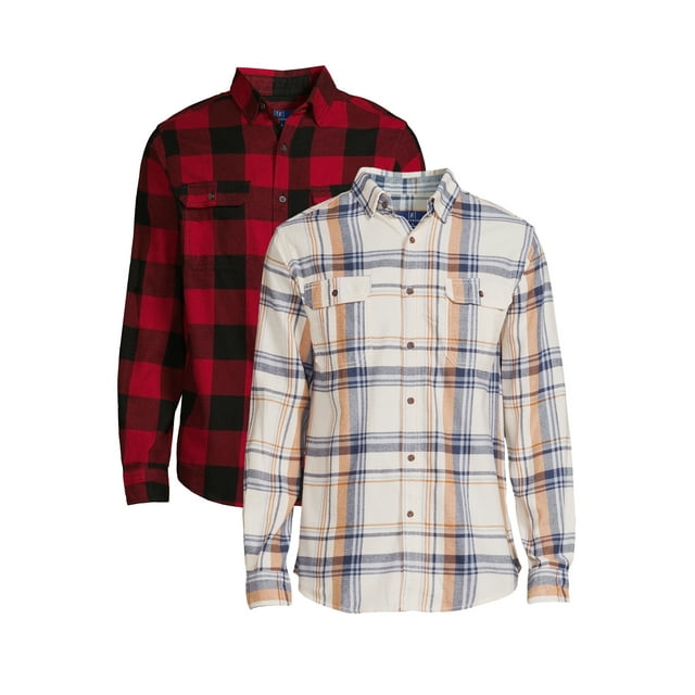 George Mens Long-Sleeve Flannel Shirts Limited Sizes 2-Pack 3 Colors $9 $4.50 EA , Single Various $7 Free Shipping w/ Wa