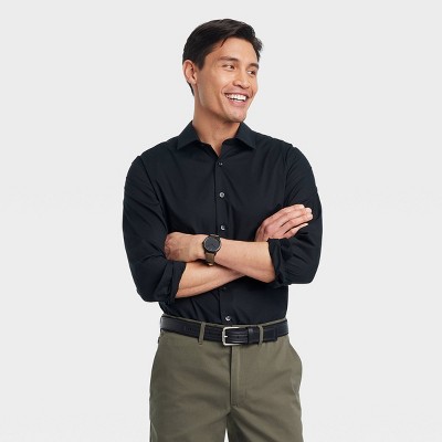 Goodfellow Co Mens Performance Dress Button Down Shirt Black or Blue $7.33 Free Shipping