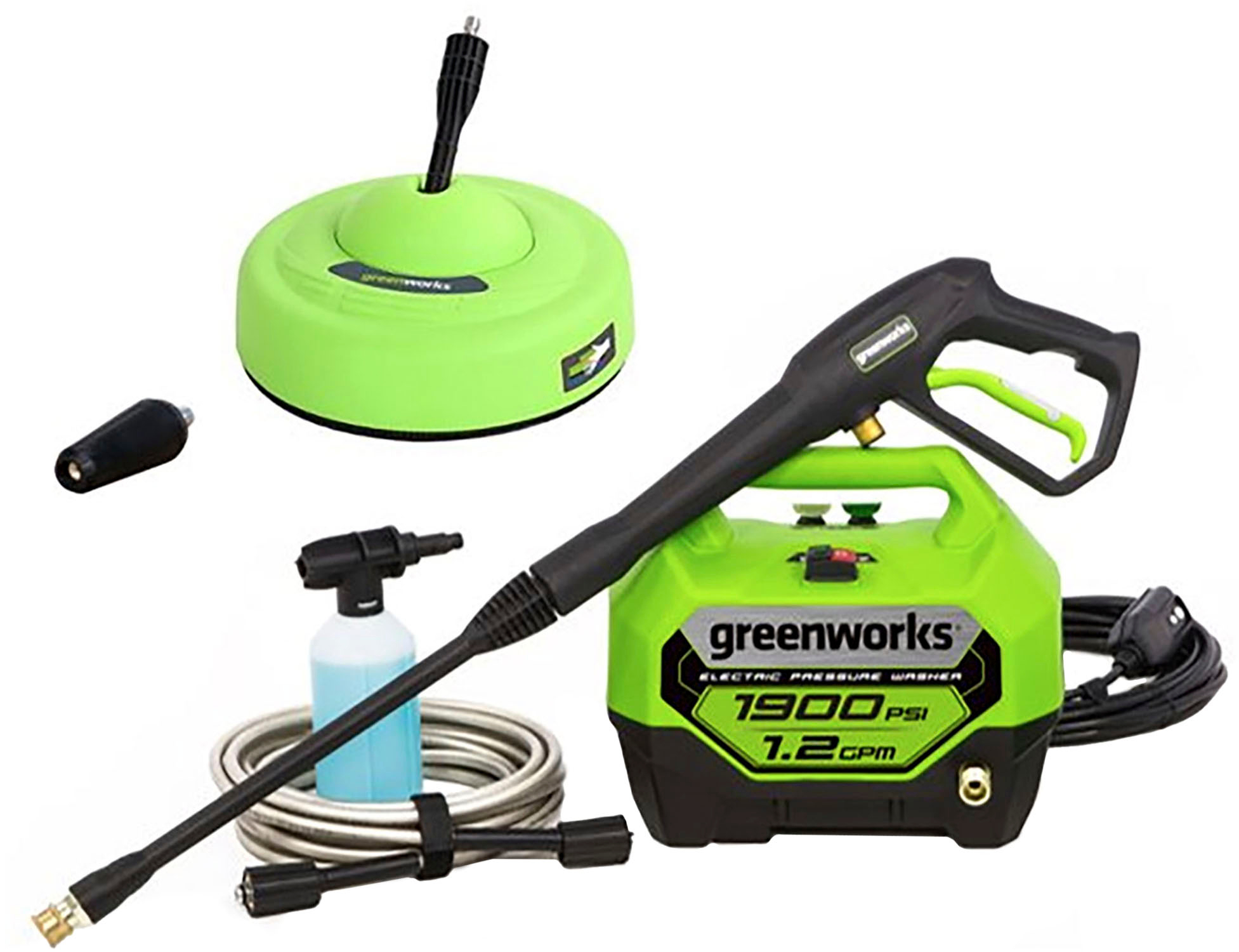 Greenworks 1900 PSI 1.2 GPM Electric Pressure Washer Combo Kit $99.99 Free Shipping