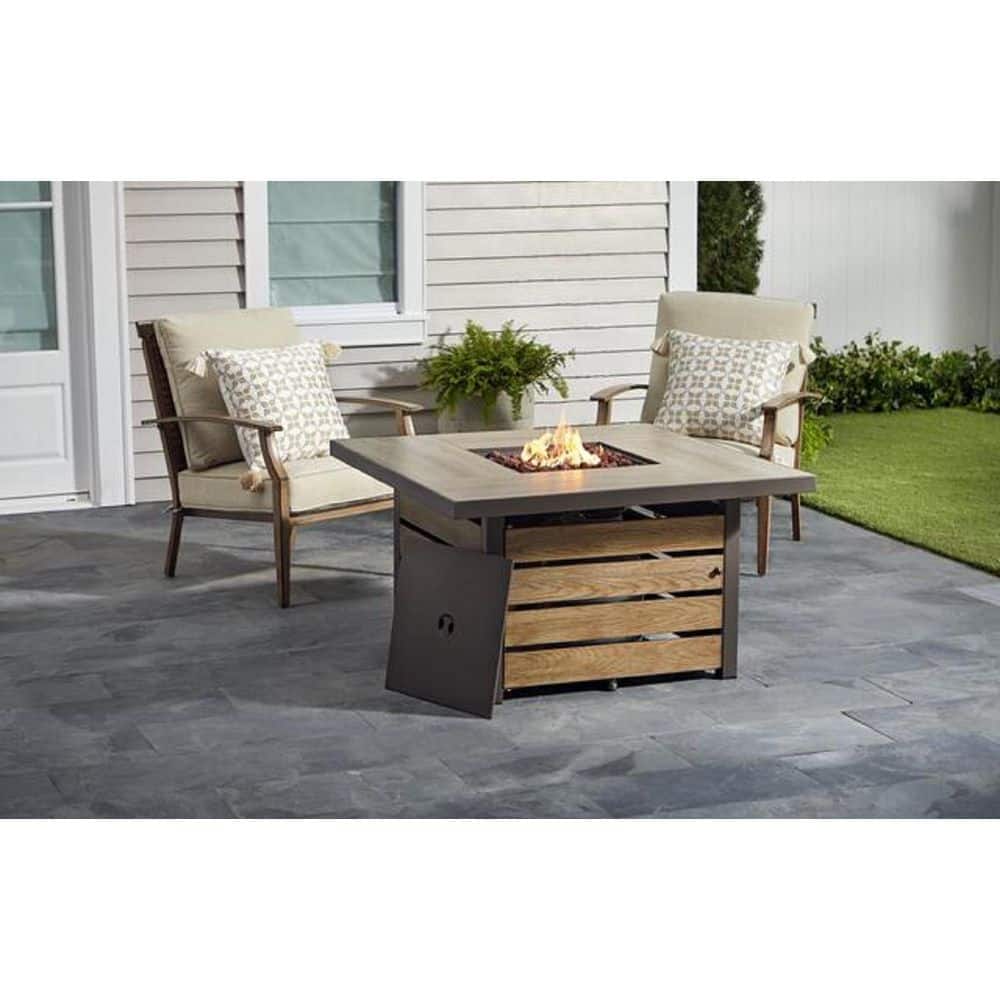 Hampton Bay Summerfield Square Steel Gas Fire Pit Table w/ Wood-Look Tile Top 44 x 24 $218.90 Free Shipping $199
