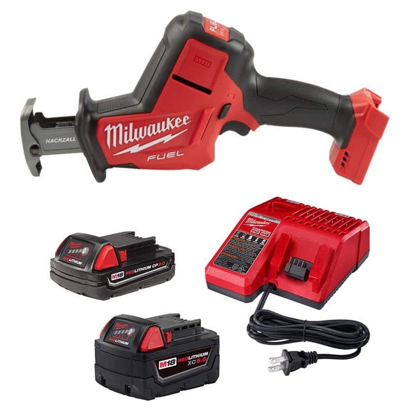 Home Depot Milwaukee M18 18V Lithium-Ion Cordless HACKZALL Reciprocating Saw W/ M18 Starter Kit and 1 5.0Ah Battery Char