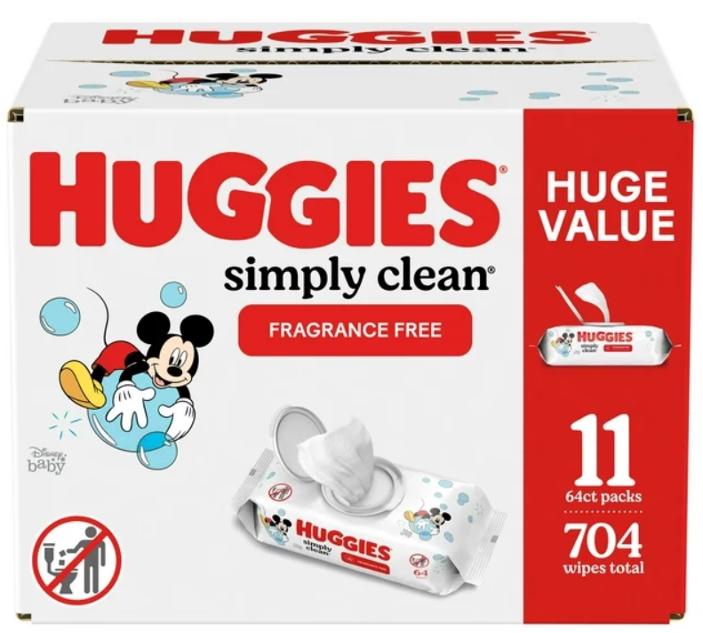 Huggies Simply Clean Unscented Baby Wipes 11 Pack 704 Total Ct