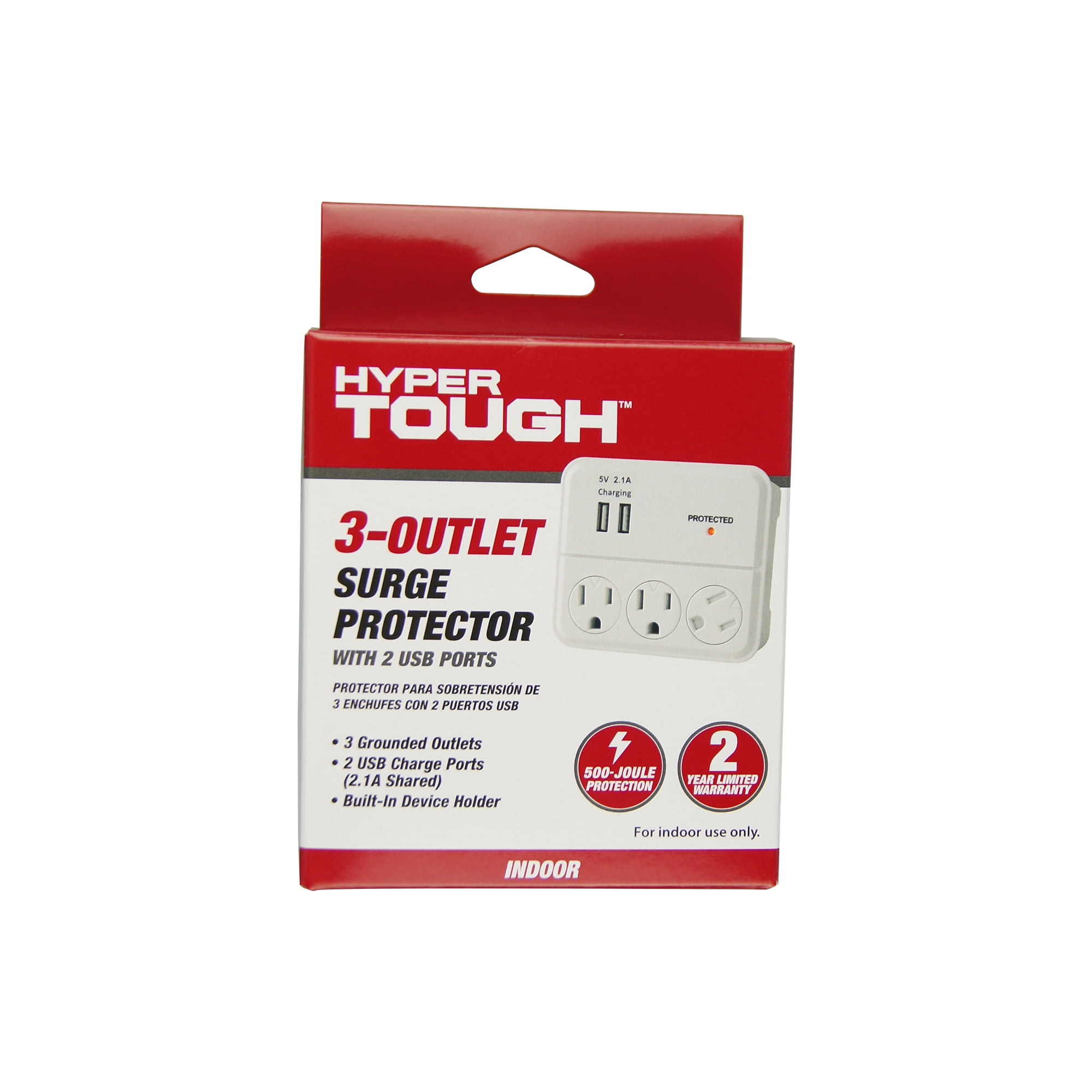 Hyper Tough 3-Outlet Surge Tap With 2 USB Ports White $5.75 Free S H w/ Walmart or $35