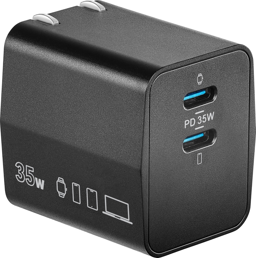 Insignia 35W Dual Port USB-C Foldable Compact Wall Charger for MacBook Air and Most USB-C Laptops, Smartphone, and Table