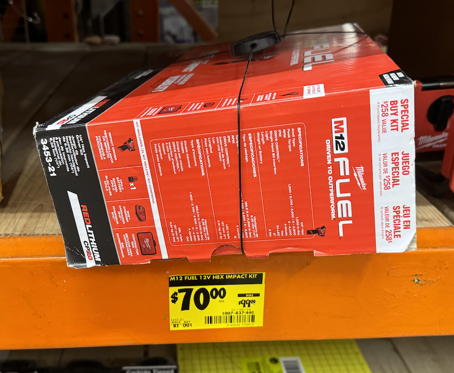 In store YMMV Milwaukee M12 FUEL 12-Volt Lithium-Ion Brushless Cordless 1/4 in. Hex Impact Driver Compact Kit W 2.0Ah Ba