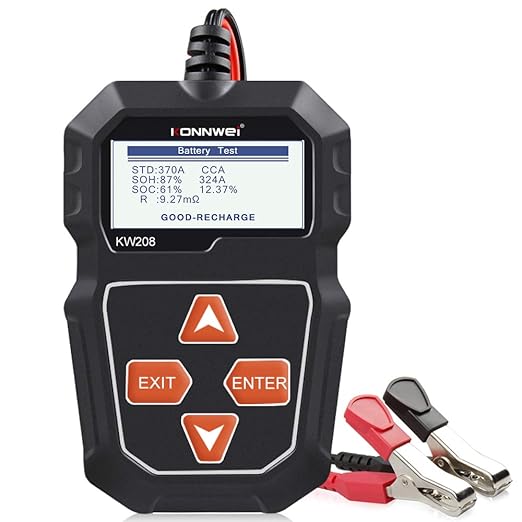 KONNWEI KW208 12V Car Battery Tester, 100-2000 CCA Load Tester Automotive Alternator Tester Digital Auto Battery Analyze