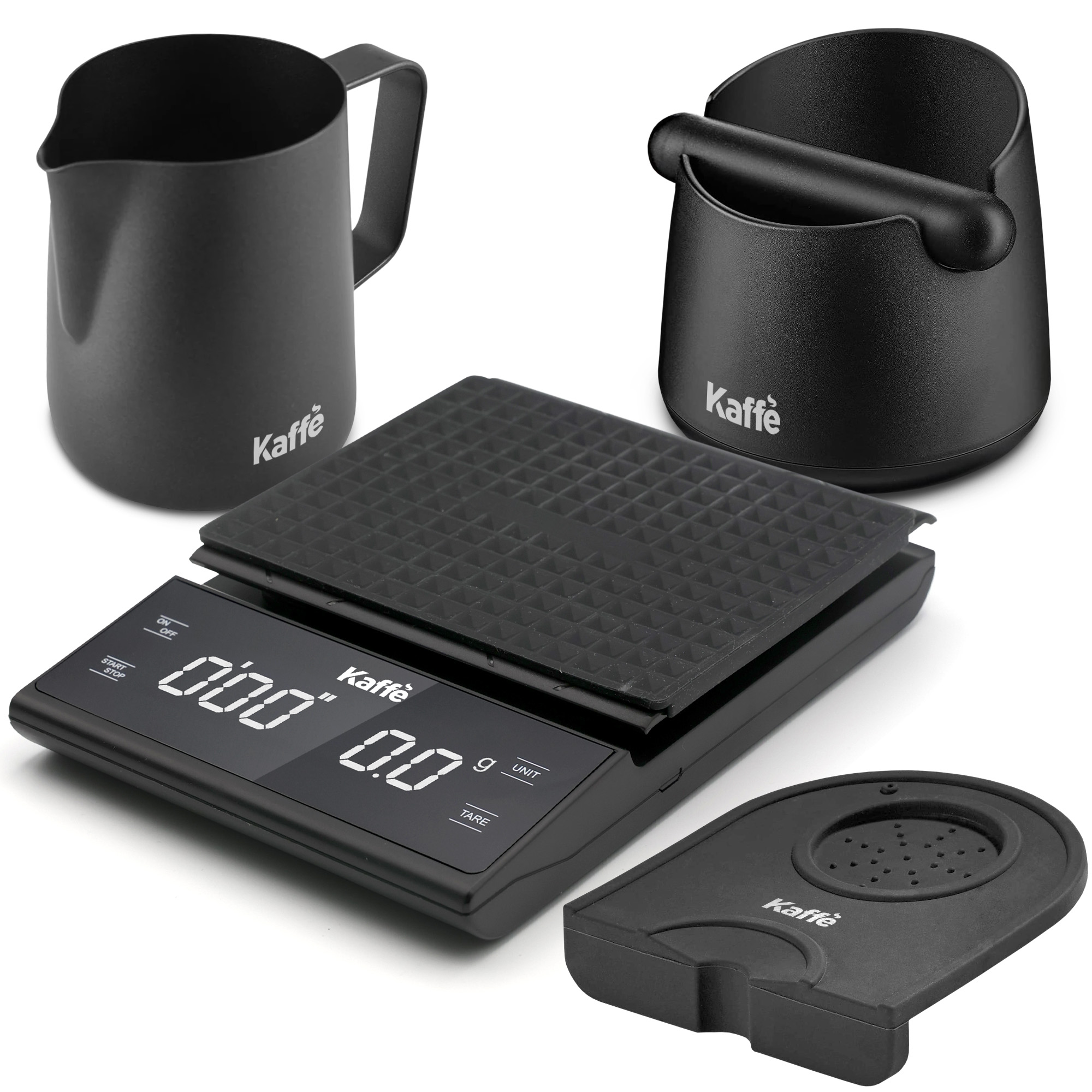 Kaffe Espresso 4 in 1 Bundle Knock Box, Digital Scale, Tamper Mat, Milk Pitcher $11.69 Walmart
